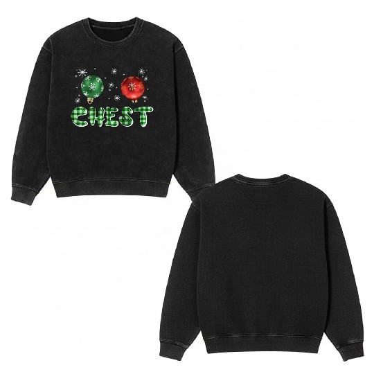 Chest Nuts Christmas Couple Funny Matching Double Sided Mineral Wash Sweatshirts