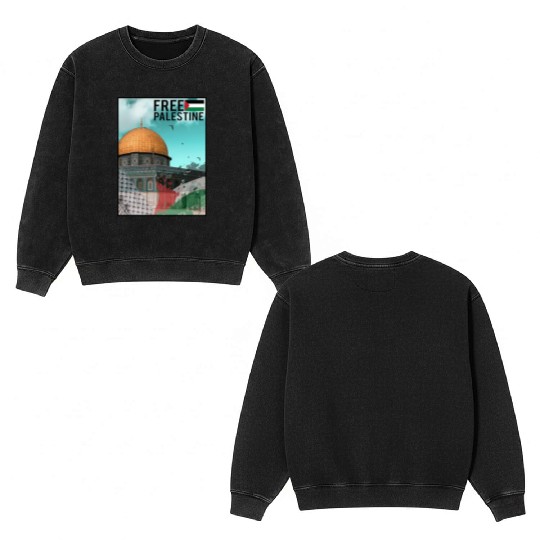 free palestine Double Sided Mineral Wash Sweatshirts