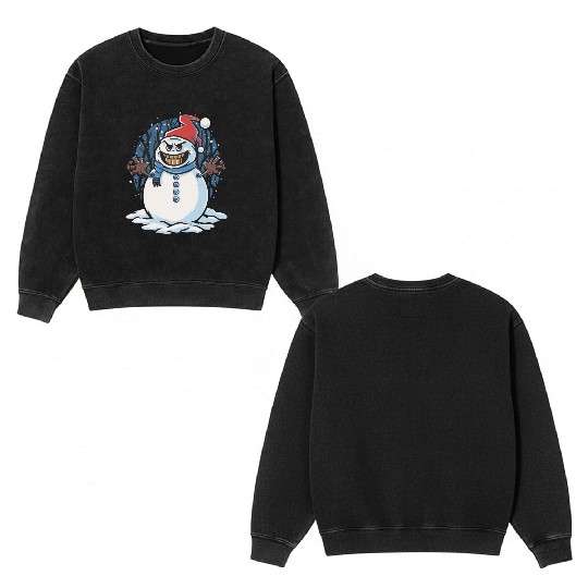 frosty snowman creepy Double Sided Mineral Wash Sweatshirts