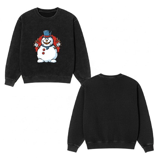 frosty snowman creepy Double Sided Mineral Wash Sweatshirts