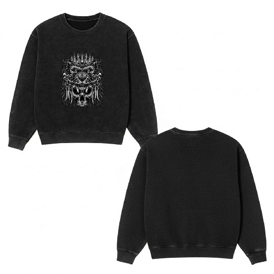 skull king lion Double Sided Mineral Wash Sweatshirts