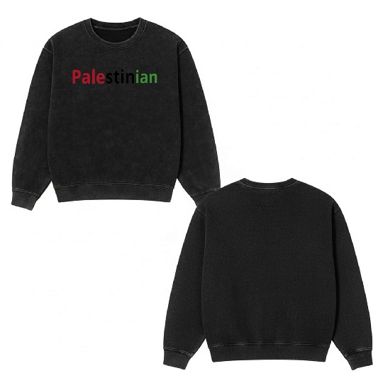 Free Palestine, red black and green, watermelon Double Sided Mineral Wash Sweatshirts