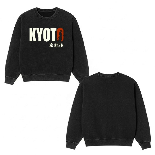 Kyoto Typography Double Sided Mineral Wash Sweatshirts - Urban Statement