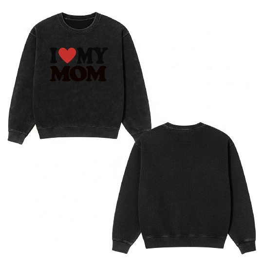 I Love My Mom Men's Muscle Double Sided Mineral Wash Sweatshirts Sleeveless Gym