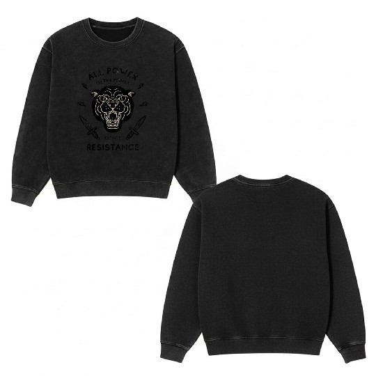 Black Panther All Power to the People Expect Double Sided Mineral Wash Sweatshirts