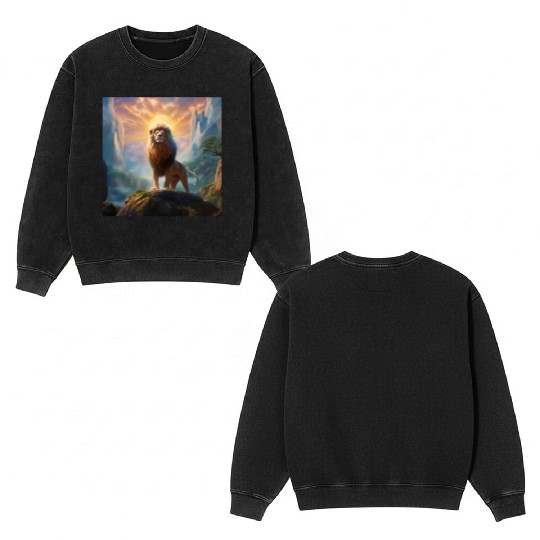 Celestial Lion King Art Print 144 Starseed Double Sided Mineral Wash Sweatshirts