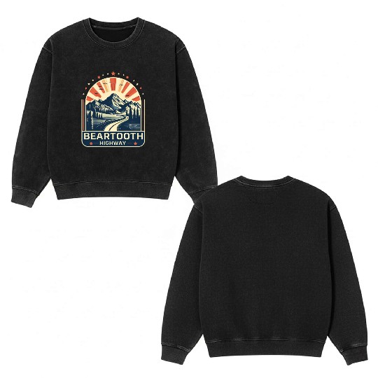 Beartooth Highway US 212 Double Sided Mineral Wash Sweatshirts