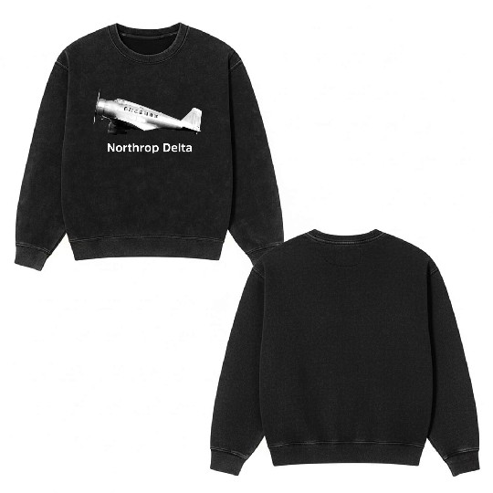 Northrop Delta Aircraft Double Sided Mineral Wash Sweatshirts