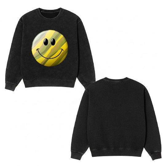 Camo Smiling Happy Face Double Sided Mineral Wash Sweatshirts