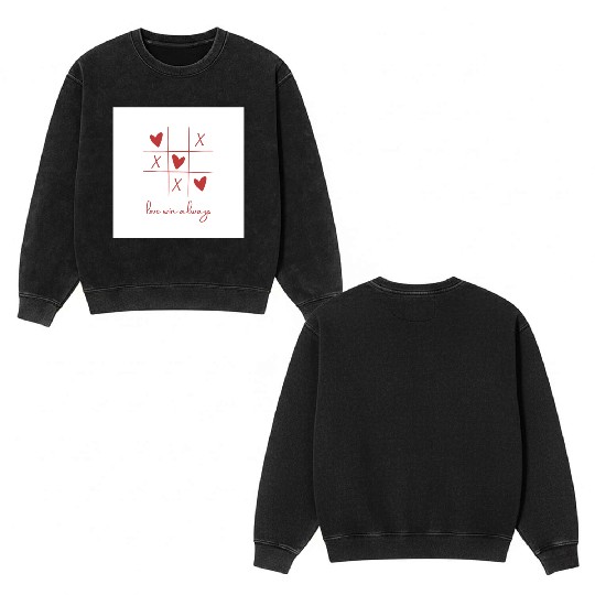 Beige Rouge Amour Saint Valentin Double Sided Mineral Wash Sweatshirts
