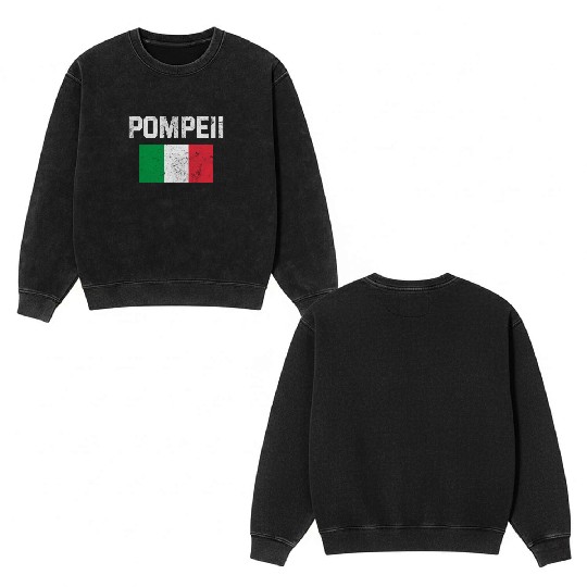 Pompeii Flag Italy Geology Double Sided Mineral Wash Sweatshirts