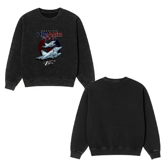 Dassault Mirage 2000 French Vintage Multi-Role Fig Double Sided Mineral Wash Sweatshirts