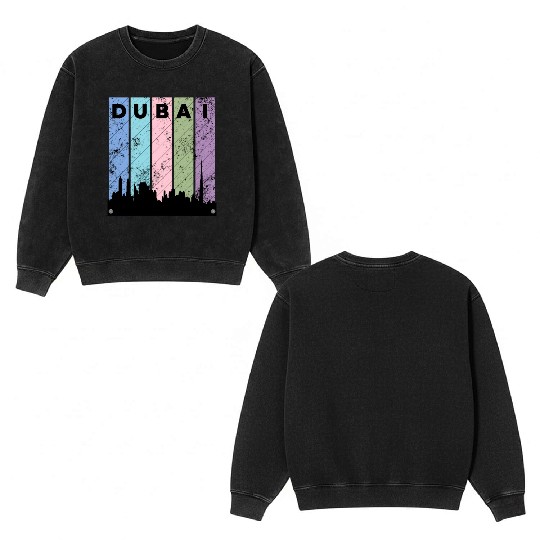Dubai Love City Double Sided Mineral Wash Sweatshirts