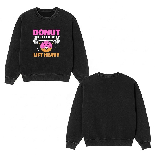 Fitness Donut Donut Gym Double Sided Mineral Wash Sweatshirts