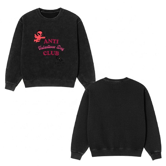 Anti Valentines Club Beautiful Nerd by Tavia Linen Double Sided Mineral Wash Sweatshirts