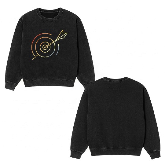 Archery Target Board Drawing Double Sided Mineral Wash Sweatshirts