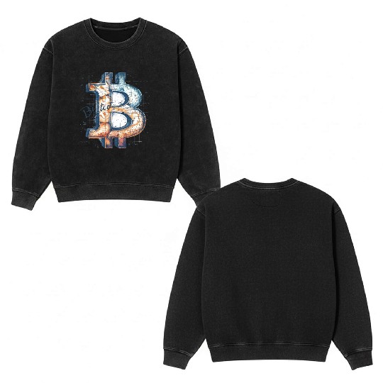 Pi day 3.14 Crypto Bitcoin Origins of Double Sided Mineral Wash Sweatshirts