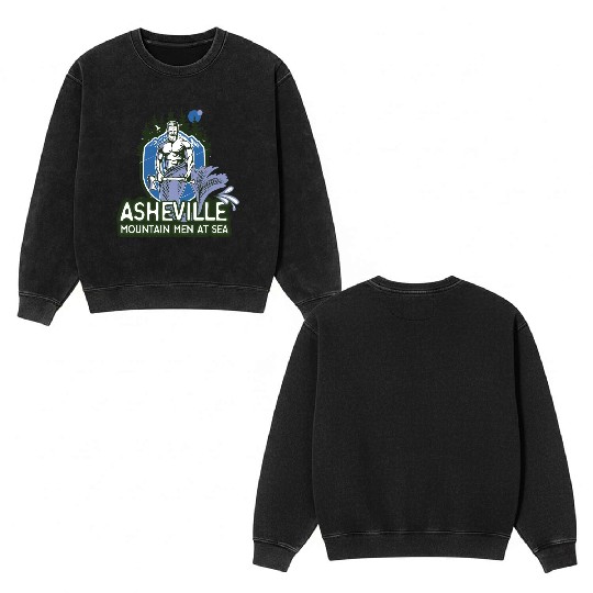 Asheville mountain men at sea Double Sided Mineral Wash Sweatshirts