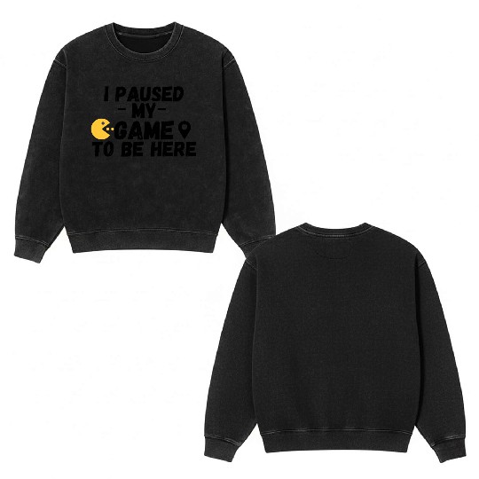 I Paused My Game to Be Here Funny Video Gamer Double Sided Mineral Wash Sweatshirts