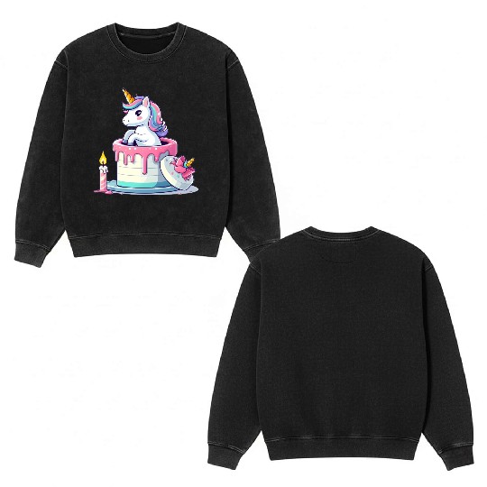 Unicorn Cake Surprise Double Sided Mineral Wash Sweatshirts