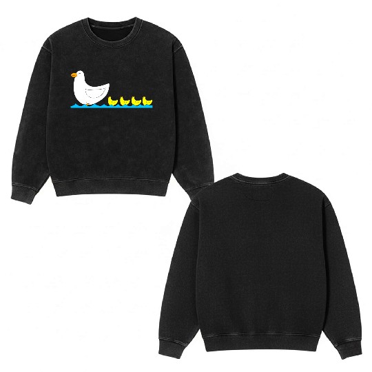 Duck with ducklings Double Sided Mineral Wash Sweatshirts