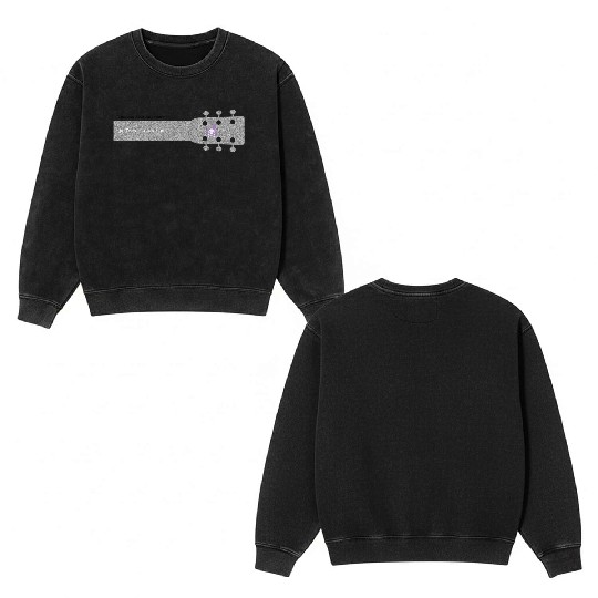 Jeffrey Thomas White Acoustic Guitar Double Sided Mineral Wash Sweatshirts