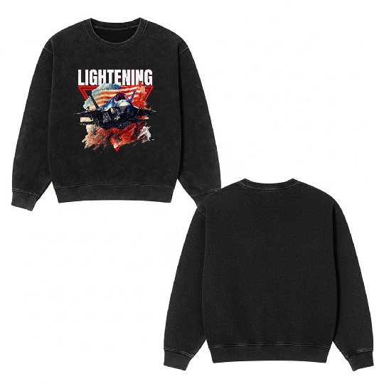 F35 Lightning Fighter Jet Plane Veteran Military Double Sided Mineral Wash Sweatshirts