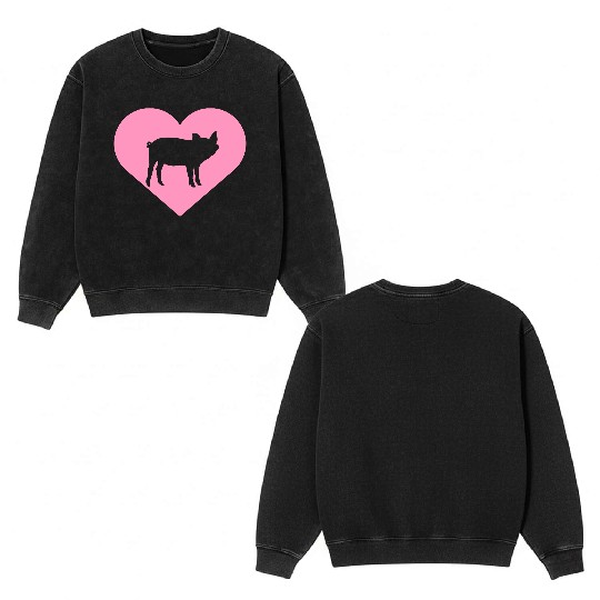 I Love Pigs pig heart piggy piglet silhouette Double Sided Mineral Wash Sweatshirts