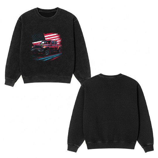Jeep Gladiator JT US Flag Double Sided Mineral Wash Sweatshirts