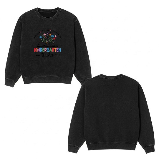 KINDERGARTEN TEACHER Double Sided Mineral Wash Sweatshirts