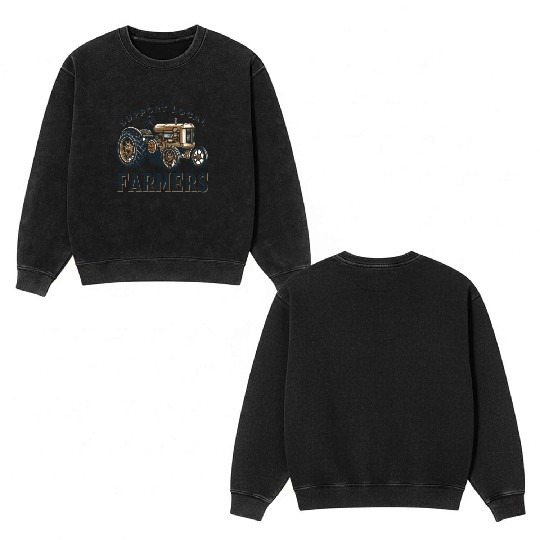 Farmers Market Farmer Agriculture Farming Food Double Sided Mineral Wash Sweatshirts