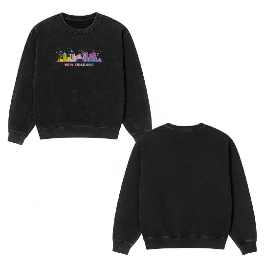 New Orleanian Skyline New Orleans Double Sided Mineral Wash Sweatshirts