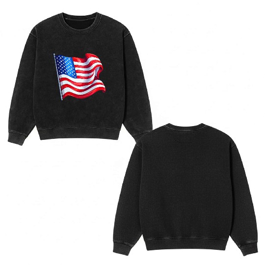 4th Of July. flag Double Sided Mineral Wash Sweatshirts