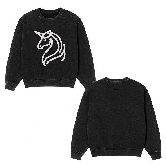 Minimalist Unicorn Symbol - light pink gray Double Sided Mineral Wash Sweatshirts