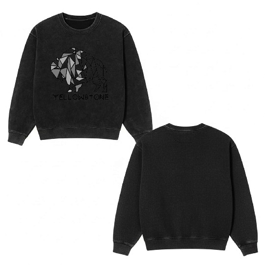 Grey YStone Bison Double Sided Mineral Wash Sweatshirts