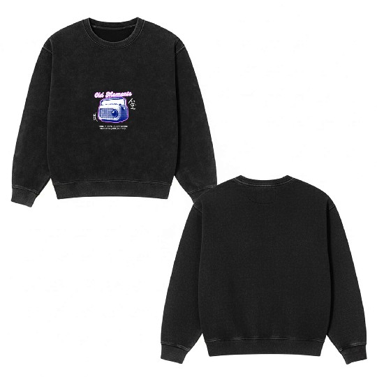Lilac Black Halftone Radio Portrait Double Sided Mineral Wash Sweatshirts