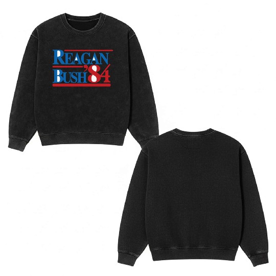 REAGAN BUSH 84 Classic Double Sided Mineral Wash Sweatshirts