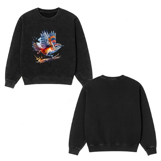 Australian Logrunner in Flight Double Sided Mineral Wash Sweatshirts