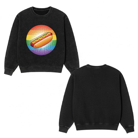 LGBTQ Hot Dog Double Sided Mineral Wash Sweatshirts