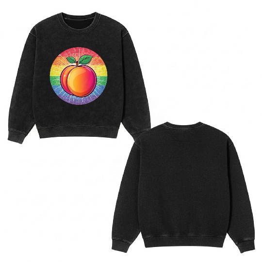 LGBTQ Peach Double Sided Mineral Wash Sweatshirts