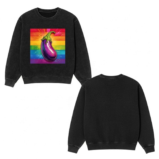 LGBTQ Eggplant Double Sided Mineral Wash Sweatshirts