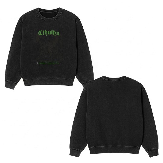 Tarot Card - Cthulhu Cult Lovecraft Necronomicon Double Sided Mineral Wash Sweatshirts