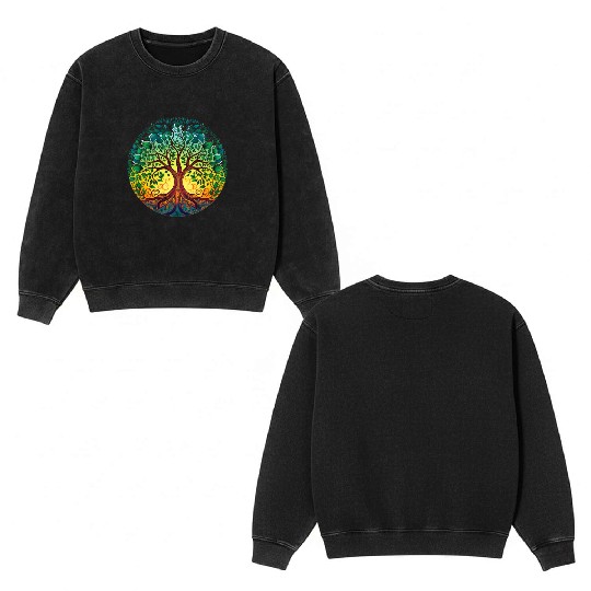 Tree of life, clothing, general items,Tree of Life Double Sided Mineral Wash Sweatshirts