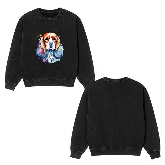 American Cocker Spaniel Watercolor Double Sided Mineral Wash Sweatshirts