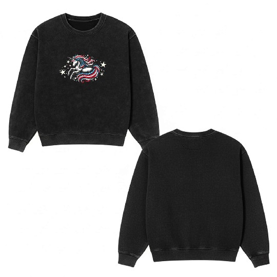 Star-Spangled Unicorn with American Pride and Double Sided Mineral Wash Sweatshirts