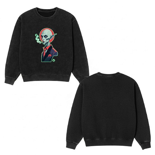 NOSFERATU WEED Double Sided Mineral Wash Sweatshirts