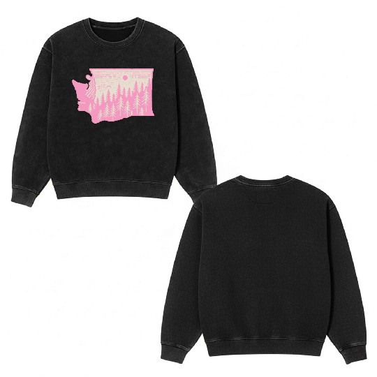 Washington DC Wild Outline State Double Sided Mineral Wash Sweatshirts