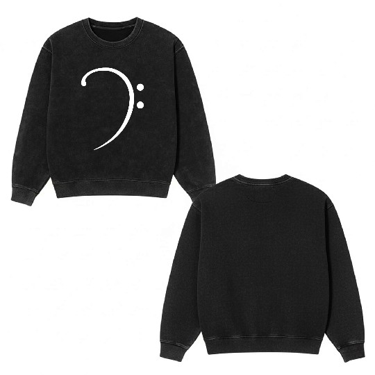 Music Bass Clef Note Cool Sound Symbol Two Points Double Sided Mineral Wash Sweatshirts