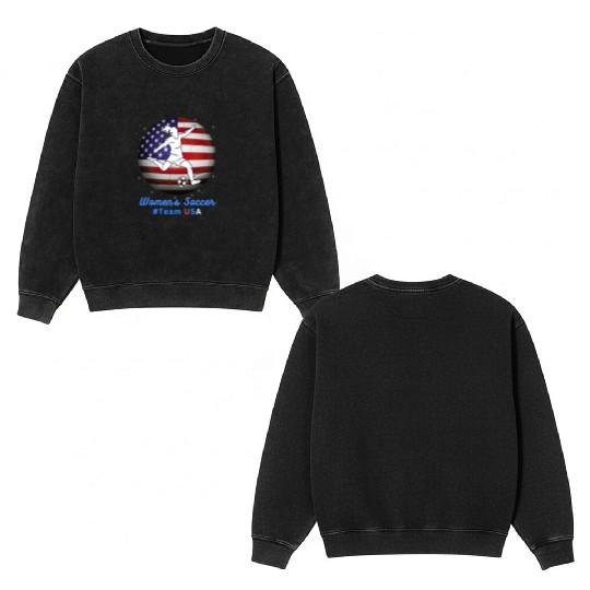 Women's Soccer #Team USA - watch women's sports Double Sided Mineral Wash Sweatshirts