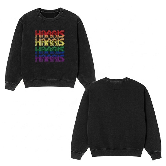 Kamala Harris 2024 LGBTQ Gay Pride Lesbian Double Sided Mineral Wash Sweatshirts